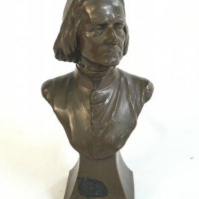 A bronzed bust of Franz Liszt, 17cm tall. Postage category A