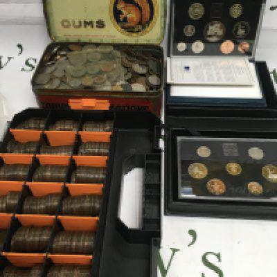 A collection of GB coinage including two proof sets, Victorian penny's etc. Shipping category D.