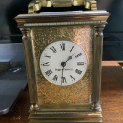 a small Mapping and Webb gilt brass carriage clock