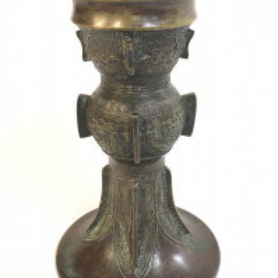 Chinese bronze Gu vase , late 19th century . Owned by Maurice Jenkins (1933-2022) North Cornwall collector. 15.5cm tall. Postage category B