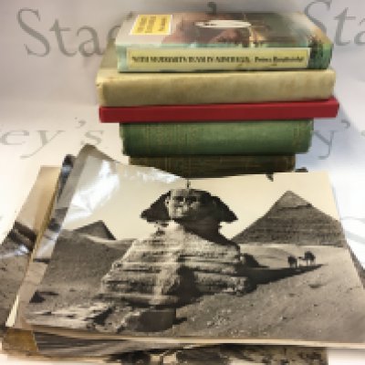 A Collection of books including Songs of Childhood by Walter De La Mare, 1000 years of British Monarchy by Sir Arthur Bryant, A Naturalists Voyage round the world Darwin, Two Years Before the Mast By R.H Dana and vintage photos of Egypt