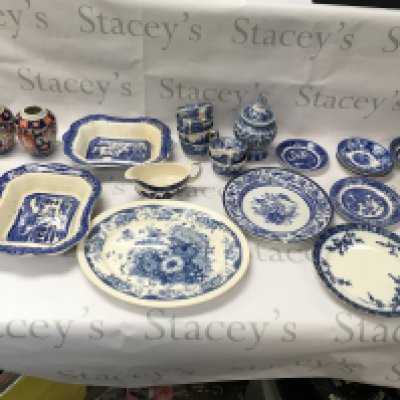 A collection of assorted ceramics items including England Willow etc