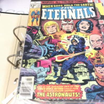 A collection of vintage Marvel comics including The Eternals, The Man Thing, Captain marvel, Fantastic Four etc