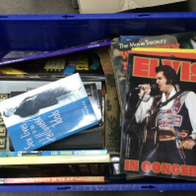 A Collection of various vintage music and movie books including Film Show, Marilyn Monroe Fred Lawrence Guiles Biography, Elvis books etc