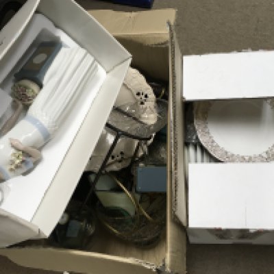 A Collection of ceramics including a large boxed Nadal figure, Crescent coffee cups, Queen Anne bone China set with plates and cups etc