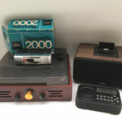 A Sandstrom iPod dock and Bluetooth speaker plus other items.