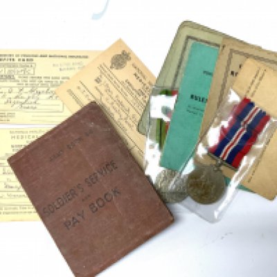 A small group of soilders service books and papers etc. (A)