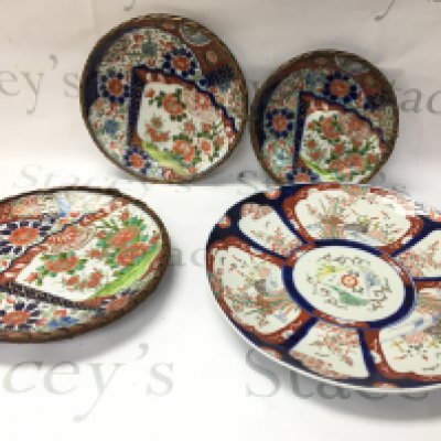 3 Imari porcelain copper bound plates And one other. No reserve