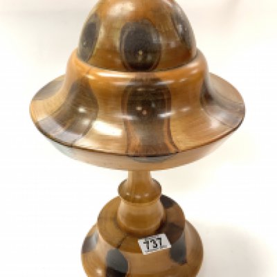 A mid century Brazilian turned wood table lamp. 40cm. NO RESERVE