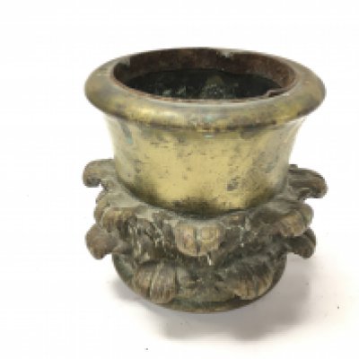 An early 19th century bronze metal cup with stylised acanthus leaves. Approximately 9cm diameter and 9cm tall. Postage B. NO RESERVE