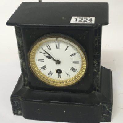 A Victorian black slate and marble mantle clock. NO RESERVE