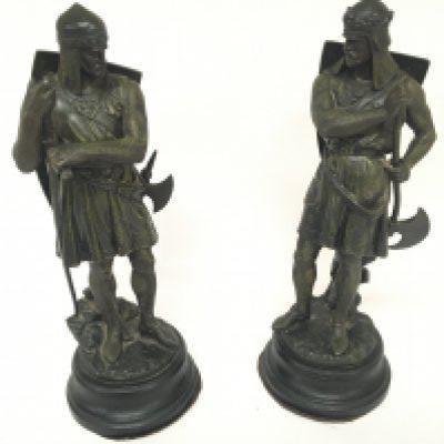 A pair of late Victorian Spelter figures of Crusader warriors. Height 39cm. NO RESERVE