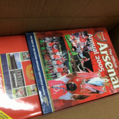 A collection of football annuals, books and VHS tapes including Goal 1976, All Stars Football books, The Worlds my Football pitch by Billy Wright etc. Postage category C. NO RESERVE