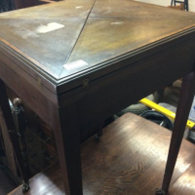 A collection of furniture including a oak gate leg table envelope card table single chair And occasional table .