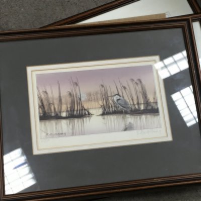 A collection of framed watercolour prints including Bryan Hall and R A Massey. This lot cannot be posted. NO RESERVE