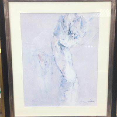 A Jurgen Gorg Framed Lithograph titled Mitten ins Herz ( frame dimensions 77x90cm) and a framed contemporary still life painting. NO RESERVE