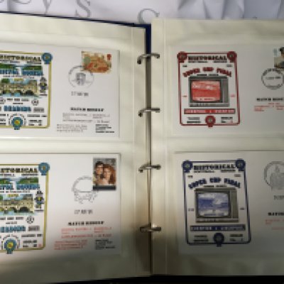 A collection of football albums. A collection of football postal covers including the Official Football Cover Series and many other albums with the Official Football Cover Series cards included