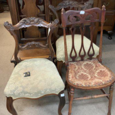 4 varied antique chairs.