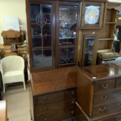 A 1930s bureau bookcase, 196cm x 72cm