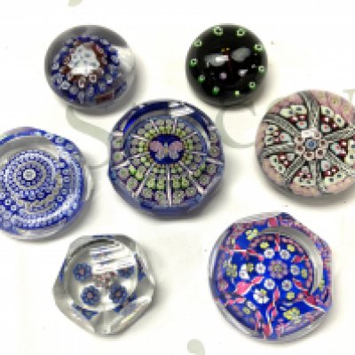 7 Good Millifiori paperweights, (D)