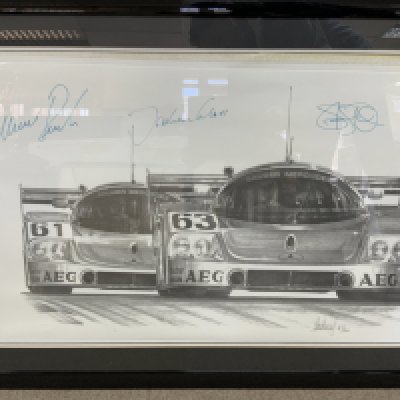 Peter Ratcliffe pencil signed Formula 1 print, additional signatures 96cm x 82cm 147/200 and an Alan Stammers limited edition 121/250 Jaguar print signed by Artist and Team Members