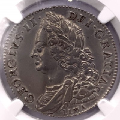 Great Britain, 1746 George II LIMA half crown, NGC encapsulation.