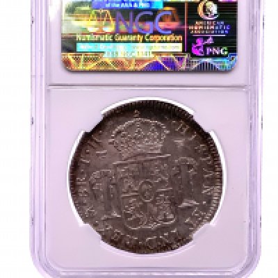 Mexico SPANISH COLONY 8 Reales 1805, NGC Encapsulation and grading AU58.