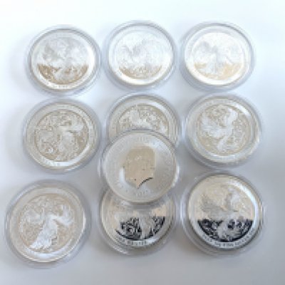 2023 Silver Phoenix 1 Ounce fine silver 2 Dollar coins, King Charles portrait on reverse. (13)