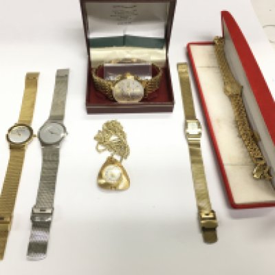 6 dress watches including a rotary with box and links. Postage B
