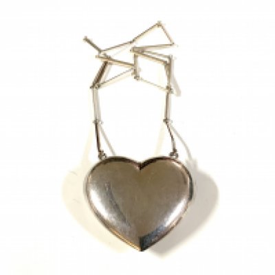 A heavy sterling silver heart pendant /necklace with bar chain.