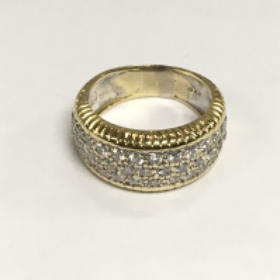 An 18ct gold pave set diamond ring, approx 7.4g and approx size K-L. Shipping category A.