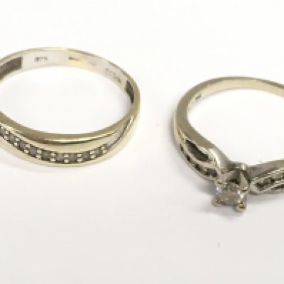 Two 9 carat white gold rings , total weight 3.6g. Sizes K and NPostage category A