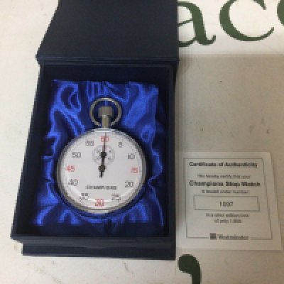 A limited edition Champions Stop watch in a fitted case