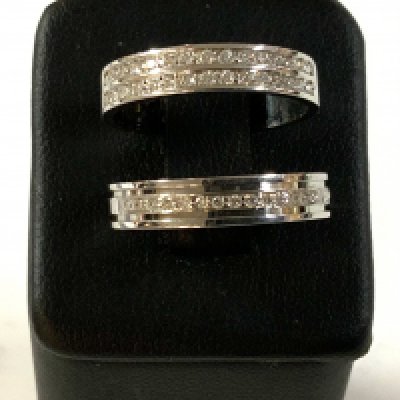 2 auction gold channel set diamond half eternity band, Size N (A)