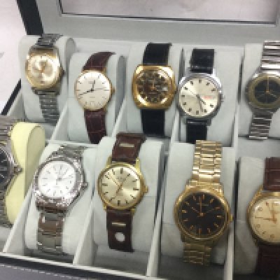 Ten Vintage mens watches , all seen working including Sekonda , Ingersol, Smiths, Pulsar, Hudson. Postage category B