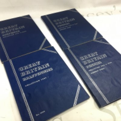 Four blue albums Great British coins , pennies and six pence. Postage category B