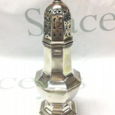A silver hallmarked sugar sifter , 19cm tall. Postage category B