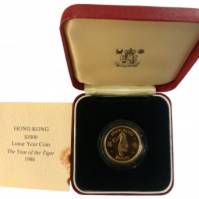 Royal Mint Issue 1988 Hong Kong $1000 gold coin, Year of the Tiger.
