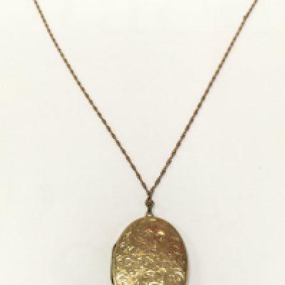 A 9ct gold back and front locket with 9ct gold chain , 16.2g total weight. Postage category A