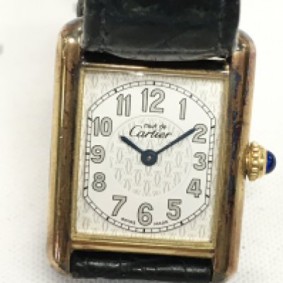 Cartier Must De Tank 2415 Quartz Watch Gold-Plated 925 Art Deco Style Dial. Not seen running. Postage B