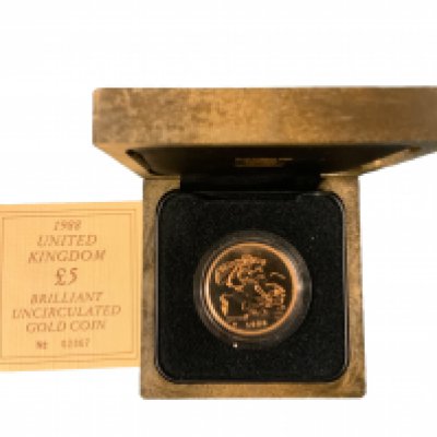 1988 Gold 5 pound Coin Brilliant Uncirculated Boxed. No.02867
