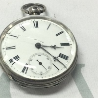 A silver pocket watch