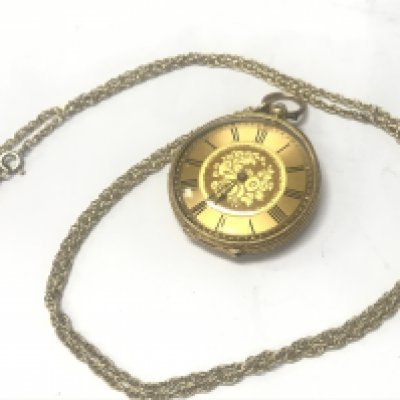 18ct outer cased ladies pocket watch, 43g total weight approx. Postage category A