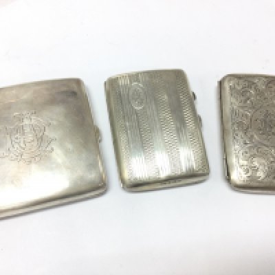 Silver hallmarked cigarette cases , one silver cigarette case tortoiseshell lined. Postage category B