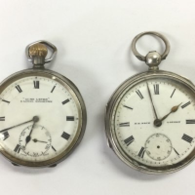 Two silver pocket watches. Shipping category A.