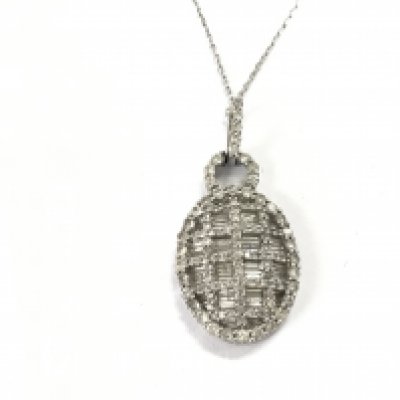 A 9ct white gold pendant set with 1.50ct of diamonds on a 9ct white gold chain.Postage A