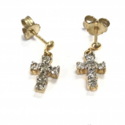 A pair of 18ct gold diamond cross earrings note backs are 9ct. 2.33g