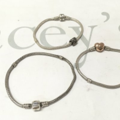 Three silver pandora bracelets. Postage A