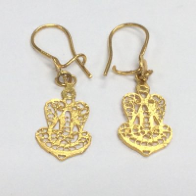 WITHDRAWN - A pair of high carat Indian gold earrings, possibly 22ct, approx 2.7g. Shipping category A.