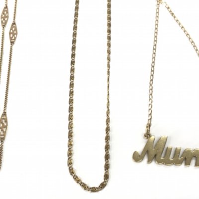 Three 9ct gold chains. 8.70g